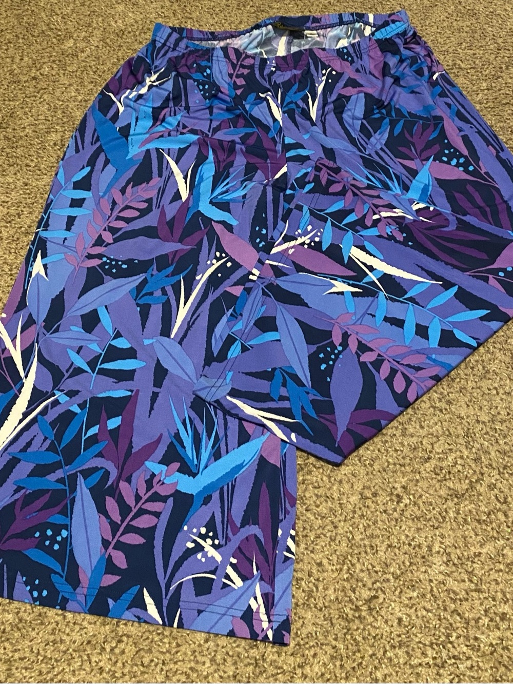 NWT Bob Mackie Wearable Art Blue & Purple Printed Wide-Leg Women’s Gaucho Pants - Picture 7 of 8